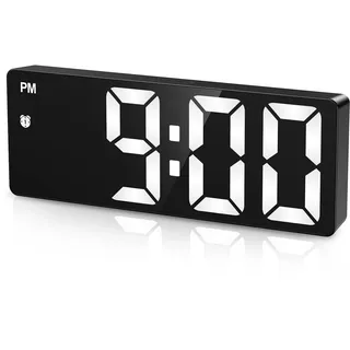 Criacr Digitaler Wecker, Wecker Digital mit Snooze, Datum, 12/24HR, DST Funktion, 4 Helligkeit Regelbar Digital Uhr, Typ-C/Batterie Betrieben Digitalwecker, Tischuhr Digital für Schlafzimmer, Büro