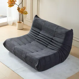 STILVORA Indoor-Doppelter Sitzsack Schlafsofas Lazy Sofa mit Rückenlehne, faltbarer Einzelsofa mit Hochelastischer Schwammrahmen, Grün - Grau