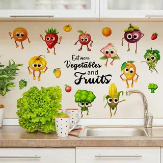 HGDESIGN® Wandtattoo Wandaufkleber Lustige Gemüse Obst Früchte Wandsticker Wanddeko für Küche Esszimmer (C)