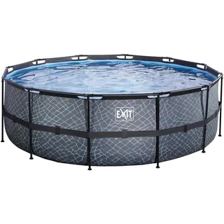 EXIT TOYS Stone Pool 427 x 122 cm inkl. Sandfilteranlage, Poolleiter, Reparaturset