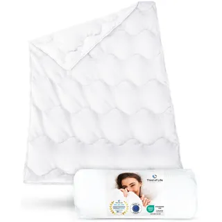 Sommerdecke 155x220 Verda | 100% recycelt | Nachhaltige Bettdecke für den Sommer | Thermoregulierende Stepp-Decke | Schlaf-Decke 155 x 220 cm aus zertifizierten Materialien | Ideal für Allergiker