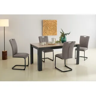 Home Affaire Essgruppe »Napoli«, (Set, 5 tlg.), 5-teilige Tischgruppe mit modernem Freischwinger Stuhl und Esstisch,