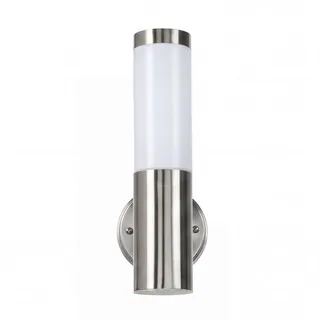 Licht-Erlebnisse Außenlampe Wand Edelstahl H: 34cm schmal schlichte Außenleuchte E27 Wandlampe außen Balkon Haustür