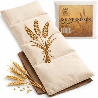 Körnerkissen Gross 20x50 cm – Mikrowellen Wärmekissen mit natürlichen Körnern – Wärme- & Kältetherapie – abnehmbarer waschbarer Bezug – Wärmekissen gegen Koliken, Nacken- & Schulterverspannungen