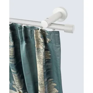 GARESA Gardinenstange KEA, Ø 20 mm, 1-läufig, Wunschmaßlänge, mit Bohren, verschraubt, Aluminium, Holzwerkstoff, Kunststoff, Vorhanggarnitur, einfache Montage, verlängerbar, Wandmontage, Kappe weiß Ø 20 mm x 220 cm