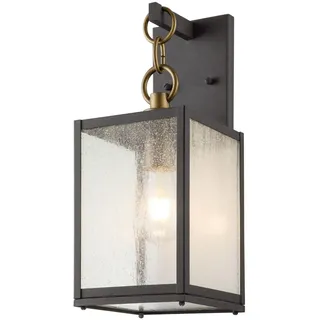 Außenlampe Wand Vintage E27 IP44 44 cm hoch Alu Glas Leuchte Hof Garten Balkon