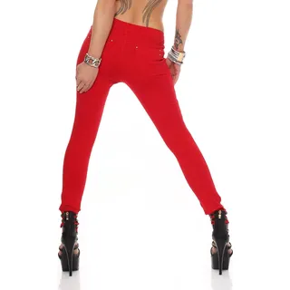 Damen Jeggings Hüfthose  Rot XL/42 - Rot
