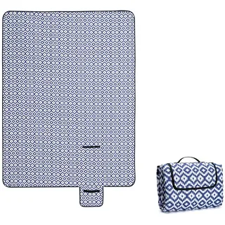 Oak & Tea Picknickdecke, wasserdicht, 150 x 200 cm, faltbar, Picknickdecke, Stranddecke, einfach zu verstauen, maschinenwaschbar, rot-weißes Karomuster (blaues Karo, 150 x 200 cm)