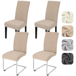 Alishomtll Stuhlhussen 4er Set Stretch Lammwollimitat Stuhlbezug für Schwingstühle Universal Esszimmerstühle Bezug Waschbar Abnehmbar Stühle Schutz für Bankett Hochzeit Hotel Restaurant (Khaki 4pcs)