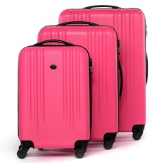 FERGÉ 3er Kofferset Hartschale - Hartschalen-Koffer Set 3-TLG Reisekoffer 4 Rollen pink