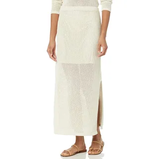 The Drop Midi-Rock für Damen, Halle, gehäkelt, mit Seitenschlitz, Birke, XS