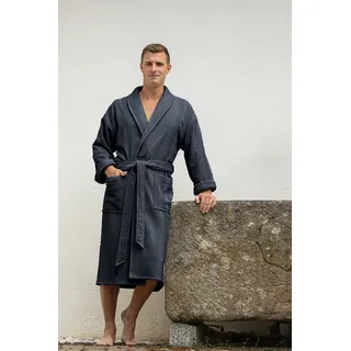 Herrenbademantel FRAMSOHN FROTTIER "Ocean Bio" Gr. M, grau (natural graphit), M, Frottier, Hausmäntel, Herrenbademantel, aus 100% GOTS zertifizierter Bio-Baumwolle