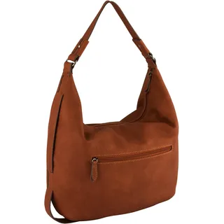 Hobo GABOR "Malu", Damen, Gr. B/H/T: 38,5cm x 34,5cm x 10cm, braun (cognac 2), Polyurethan, Polyurethan (PU), clean, gepflegt, unifarben, Taschen Hobo, aus weichem genarbtem Lederimitat mit raffinierten Cut-Outs