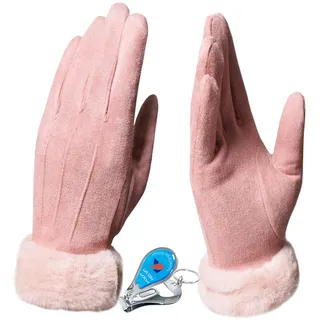 KXF Warme Winterhandschuhe, für Damen, superweich, Touchscreen-Handschuhe, dickes Fleece, gefüttert, für kaltes Wetter, winddicht, Outdoor-Sport, Handwärmer, Radfahren, Laufen