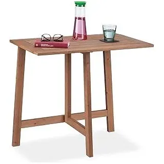 Klapptisch, Holz, Terrassentisch rechteckig, Outdoor, Balkon & Garten, Wandklapptisch, HBT: 73x80x50 cm, braun