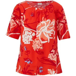 s.Oliver BLACK LABEL Damen 2145008 Bluse Kurzarm mit Allover Print, rot 30A2, 44