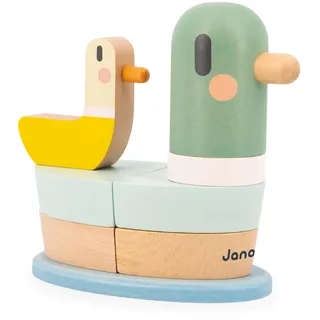 Janod - Sweet Cocoon Stapelente - 7 Teile aus FSC-Holz zum Stapeln - Baby- und Kleinkindspiel - Entwicklung der Feinmotorik - Ab 12 Monaten, J04059