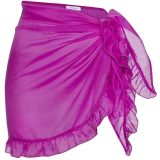 LASCANA "mit Rüschenkante, leicht transparente Chiffonware", Pareo, kurzer Wickelrock, Beach Cover-up,