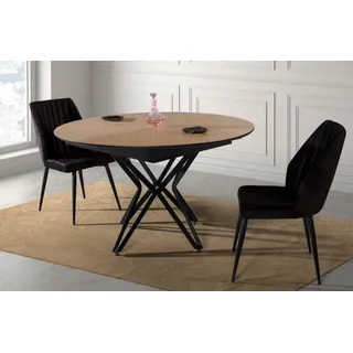 Runder Esszimmertisch Ausziehbarer Modern Küchentisch Holz Braun - Braun