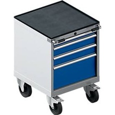 Schäfer Shop Select Schubladenschrank mit Rollen WSK 18-27, 4 Schübe, bis 75 kg, B 411 x T 572 x H 770 mm, enzianblau/weißaluminium