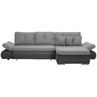 None Carryhome Ecksofa, Hellgrau, Dunkelgrau Textil , Füllung: Schaumstoff, Ottomane rechts, seitenverkehrt montierbar, L-Form 302x187 cm Liegefunktion, Schlafen auf Sitzhöhe, Rücken echt Wohnzimmer, Sofas , Couches, Wohnlandschaften, Ecksofas