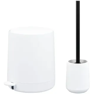 eluno Bad-Accessoires-Set Tesero, Soft-Touch, weiß , Weiß , Kunststoff , 22.5x25.5x25 cm , Badaccessoires