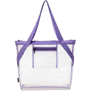 VASCHY Transparente Einkaufstasche für Frauen, Heavy Duty Stadium Approved Transparente durchsichtige Tasche für Arbeit, Sport, Konzert Lila