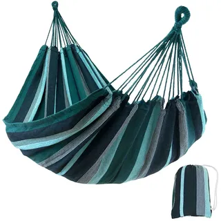 yourGEAR Maui - XL Hängematte 200 x 120 cm | Smaragd (Grün) oder Aqua (Blau) |240 kg Labor geprüft | Baumwolle | Tuchhängematte | Packtasche [Smaragd]