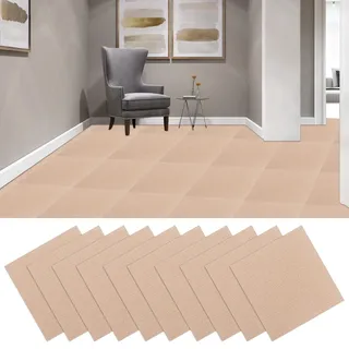 GBACHOOSE 30 Stück Teppichfliesen 30x30 cm, Teppichfliesen Selbstklebend, Teppichboden, Teppich Fliesen, Teppichfliesen Selbstliegend für Büro, Wohnzimmer, Balkon (Khaki)