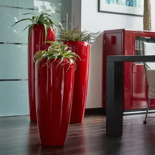 Klocke Pflanzgefäße Moderne & Hochwertige Pflanzvase/Pflanzkübel – Medium: 100cm - Hochglanz Rot -Fiberglas - Mit Einsatz – Indoor & Outdoor – Wetterbeständig & Frostsicher – Vase/Kübel