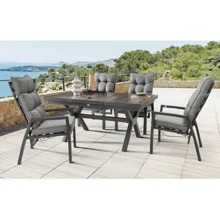 Destiny Sitzgruppe GARDA 4 Hochlehner + Tisch 160/210x100x75cm ausziehbar