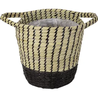 Pflanzkorb Seegras Ø 28 cm x 30 cm Natur-Schwarz