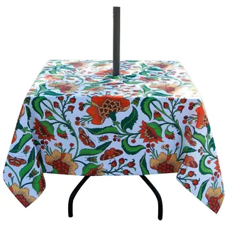 EHouseHome Quadratische Tischdecke für drinnen und draußen, mit Schirmloch und Reißverschluss, wasserdichte Terrassentischdecken mit Reißverschluss, Frühling/Sommer, Tischdecken für den Hinterhof