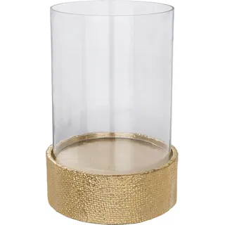 Kerzenhalter EGLO LIVING "KANMAW Windlicht - dekorative Kerze - Brass Chic", messing, klar, Glas, Metall, Kerzenhalter, Kerzenhalter, Deko wohnlich für Wohnzimmer, Schlafzimmer, Flur oder Arbeitszimmer