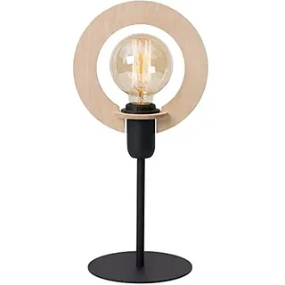 Homemania HOMAX_4901 Tischlampe, Natur, Schreibtischlampe, Büro, Nachttischlampe, Metall, Holz, schwarz, 20 x 20 x 43,5 cm, 1 x E27, 60 W