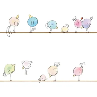 Vliestapete Vogeltapete Kinderzimmertapete Bunt Weiß FSC®
