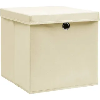 vidaXL Aufbewahrungsboxen mit Deckel 4 Stk. Creme 32x32x32 cm Stoff - Creme