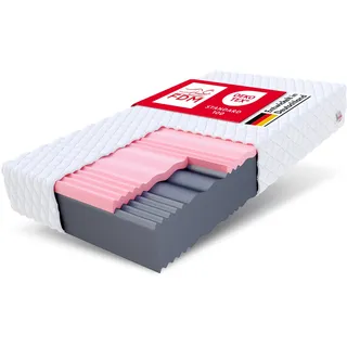 FDM Matratze 160x200 cm Härtegrad H3 H4 Höhe 24 cm Kaltschaummatratze HR-Schaum Visco-Schaum 7 Komfortzonen mit Hypoallergenem Waschbarem Jersey Bezug Oeko-Tex Select MAX Double