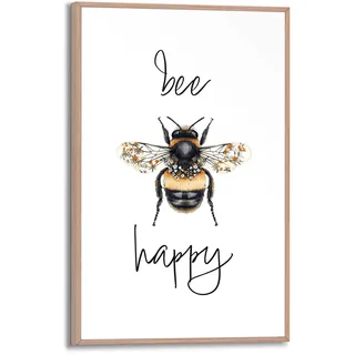 Poster REINDERS "Bee Happy", gelb (farbe bild(er): gelb), B:20cm H:30cm T:1,6cm, Bilder, Poster, Küche - Gelb - MDF - Tiere - 20x30 cm