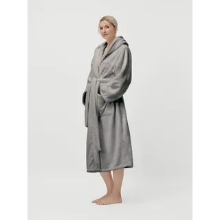 Unisex-Bademantel "Lovina, ideal für Sauna & Spa, Hotelbademantel, Morgenmantel" Gr. M, grau, L:120cm, Microfaser, LEGER HOME BY LENA GERCKE, Hausmäntel, Unisex-Bademantel, kuschelig weicher Fleece, plüsch, für Damen und Herren, XS-3XL