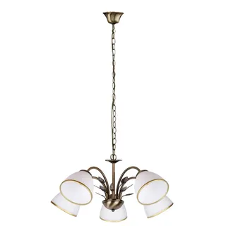 Elegante Pendelleuchte Jugendstil Glas Schirm Esszimmerlampe Wohnzimmerlampe - Bronze, Weiß