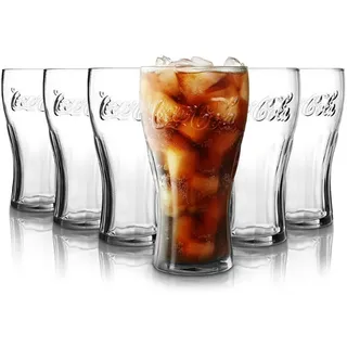 Coca Cola Wassergläser | 330 ml | Set aus 6 | Hochwertige Gläser | Spülmaschinenfest | Kristallgläser | Durchsichtig