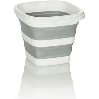 HJH Office Faltbehälter CLEAN SILE 5L Faltbarer Eimer für Innen- und Außenbereich, platzsparend, Grau/Weiß, 924001