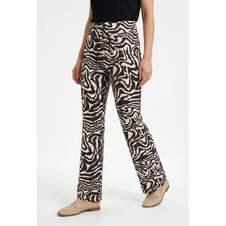 Schlaghose SPORTALM KITZBÜHEL, Damen, Gr. 34, N-Gr, schwarz-weiß (beige gemustert), Web, Obermaterial: 100% Baumwolle, gemustert, mehrfarbig, regular fit lang, Hosen Schlaghose, mit allover Animalprint