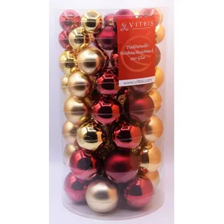 Vitbis Weihnachtskugel-Set Glas ø 4-7 cm 60 Stück Rot-Gold