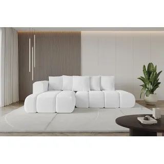 altdecor Eckcouch Polyester mit Schlaffunktion 2-Sitzer Weiß