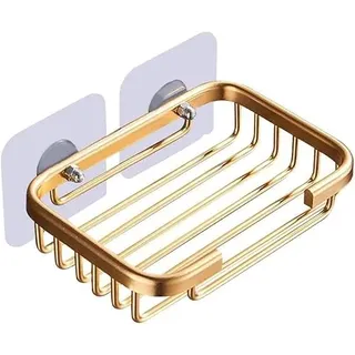 Goldene Seifenschale für die Dusche, kreativer hängender Abflussständer, selbstklebende Seifenschale, Seifenhalter, Seifenschale, Aufbewahrungsregal, beschädigungsfrei, hängendes Badezimmer, ohne
