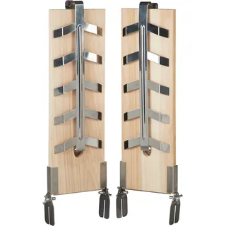 4 x Flammlachsbretter, Räucherbrett für Lachsfilet, Zedernholzbrett, neigbare Edelstahl Halterungen, 46 x 15,5 cm, natur - Hellbraun