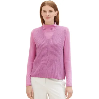 TOM TAILOR Damen Basic Pullunder Weste , mauvy plum melange, XXL