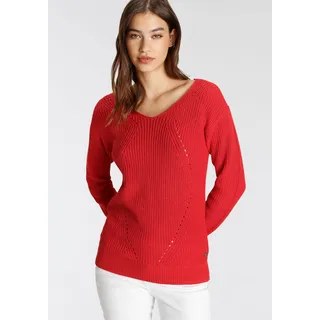 Tamaris Strickpullover, mit Ajour-Muster - NEUE KOLLEKTION, rot